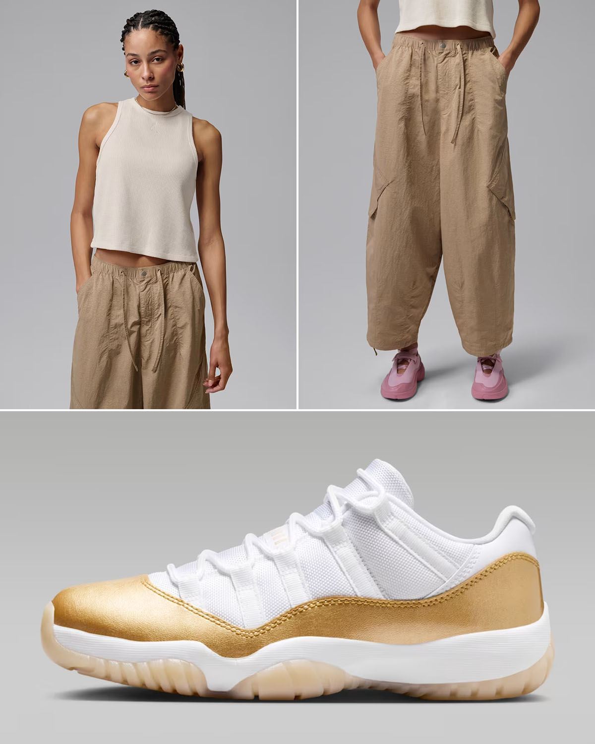 Air Jordan 11 Low Mothers Day x Jordan Flight Women's Tank Top and Baggy Pants Outfit to Match Sneakers
