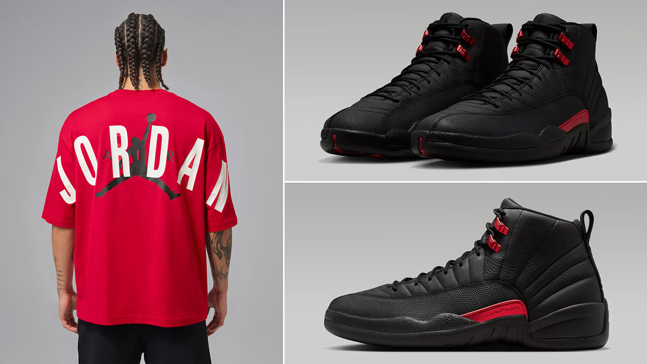 Air Jordan 12 Bloodline x Jordan Back Stretch Men's Oversized T-Shirt to Match Sneakers