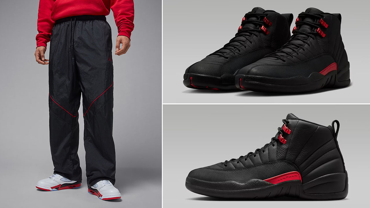 Air Jordan 12 Bloodline x Jordan Brooklyn Men's Draft Pants to Match Sneakers