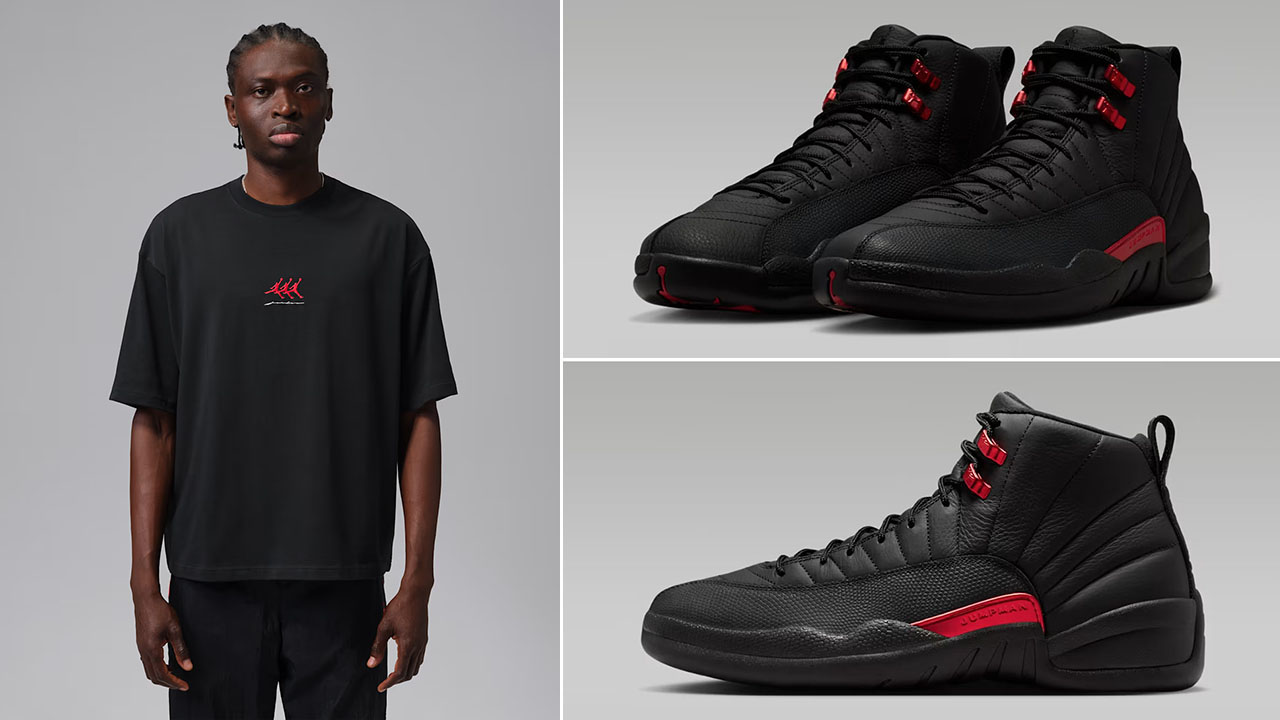 Air Jordan 12 Bloodline x Jordan Flight Men's Oversized Graphic T-Shirt to Match Sneakers