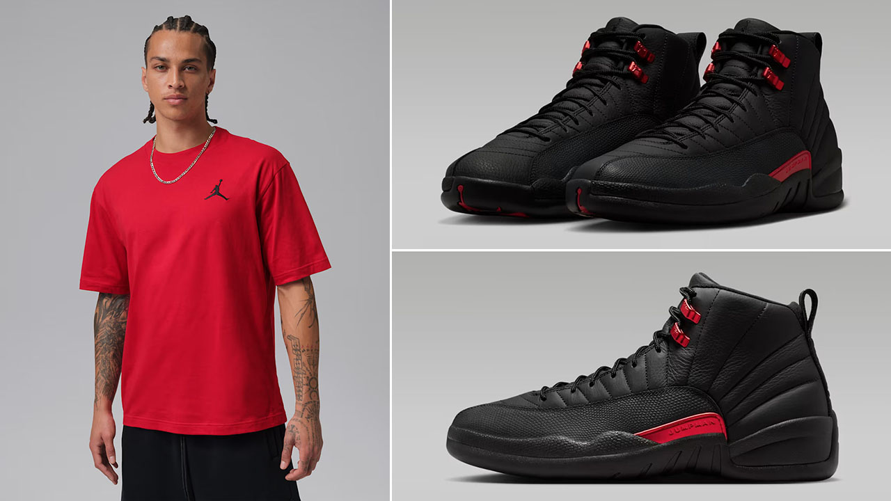 Air Jordan 12 Bloodline x Jordan Men's Embroidered Jumpman T-Shirt to Match Sneakers