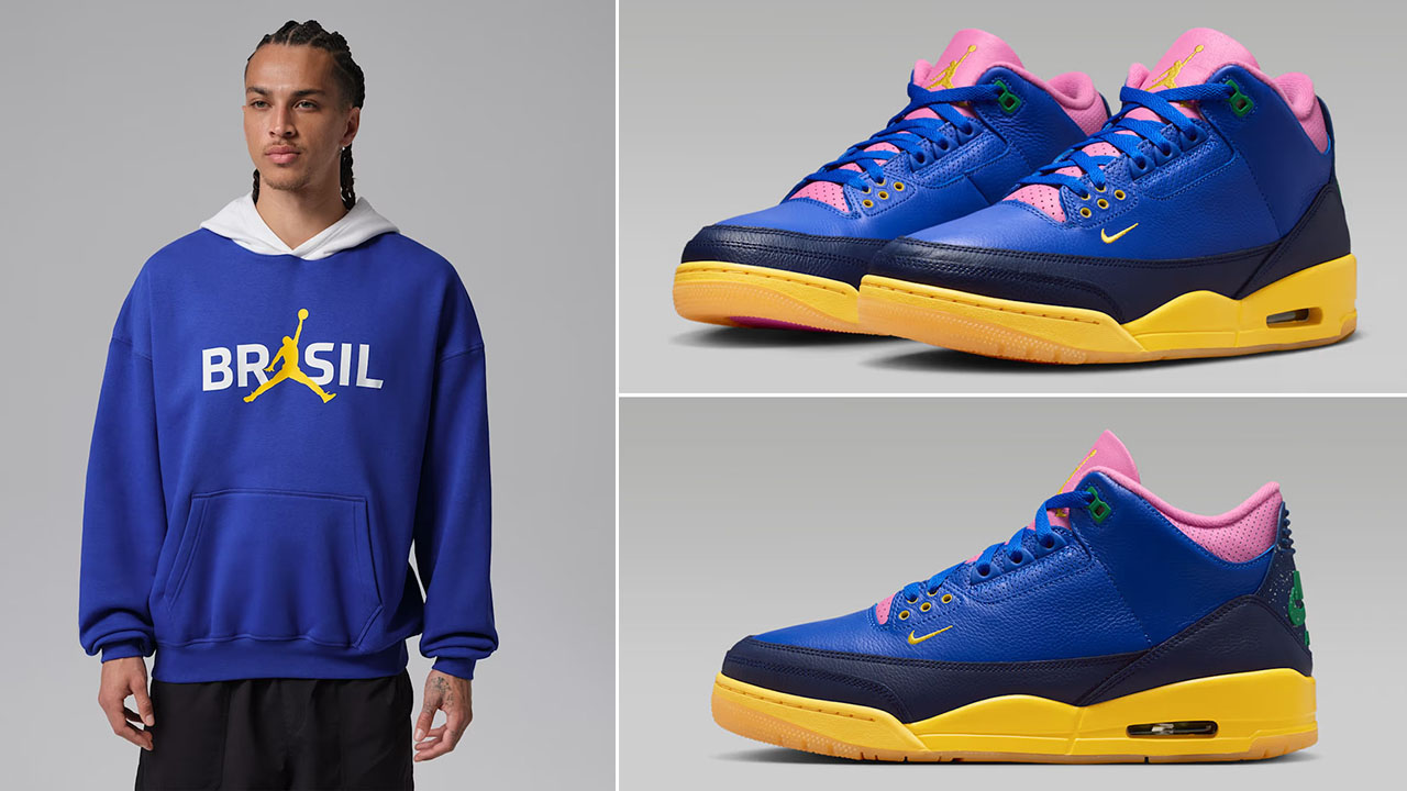 Air Jordan 3 Brazil x Jordan Brazil Brooklyn Fleece Men’s Pullover Hoodie to Match Sneakers