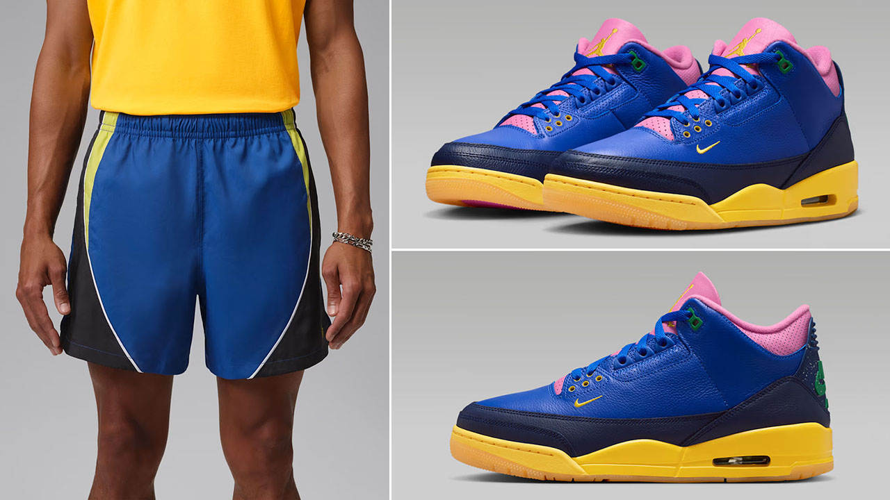 Air Jordan 3 Brazil x Jordan Brazil Brooklyn Men’s Woven Shorts to Match Sneakers