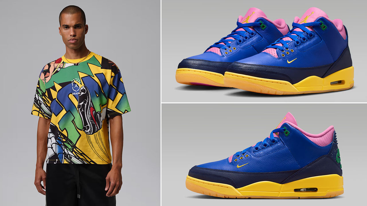 Air Jordan 3 Brazil x Jordan Brazil Essentials Men’s Boxy T-Shirt to Match Sneakers