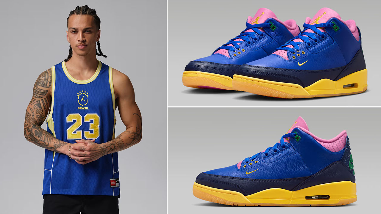 Air Jordan 3 Brazil x Jordan Brazil Essentials Men’s Mesh Sleeveless Jersey to Match Sneakers