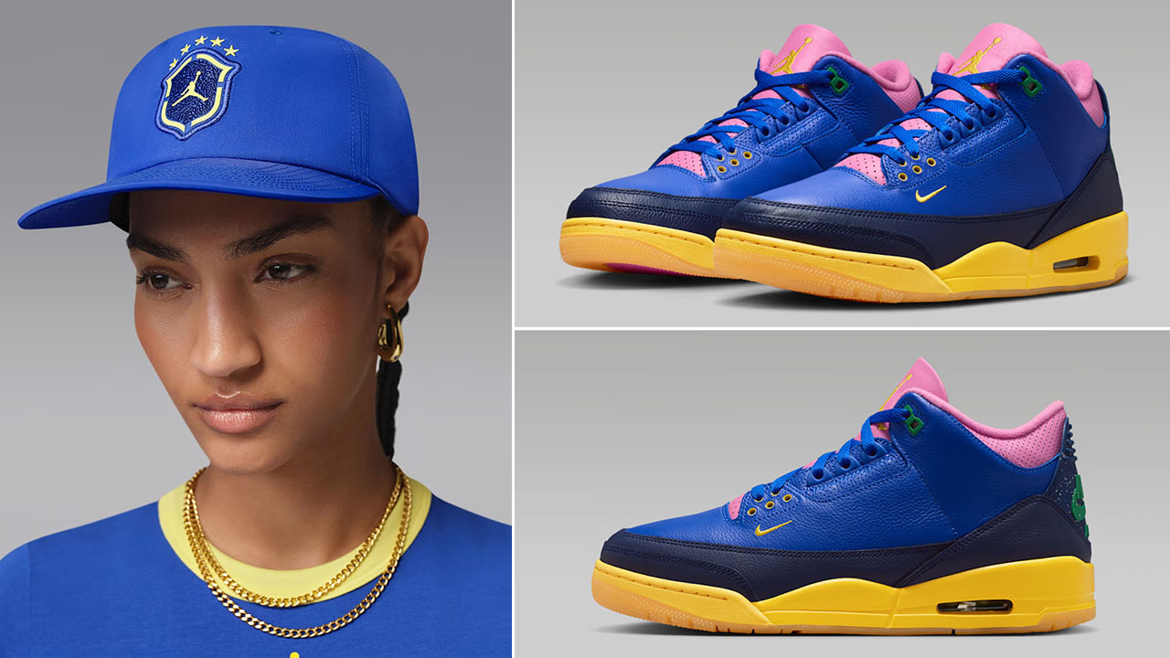 Air Jordan 3 Brazil x Jordan Brazil Pro Unstructured Flat Bill Hat to Match Sneakers