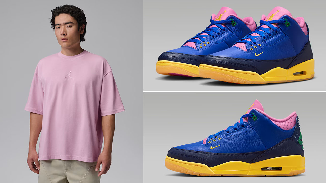 Air Jordan 3 Brazil x Jordan Flight Essentials Mens Oversized Pink T-Shirt to Match Sneakers