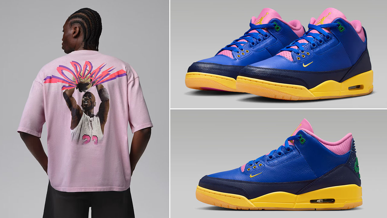 Air Jordan 3 Brazil x Jordan Mens Graphic Pink T-Shirt to Match Sneakers