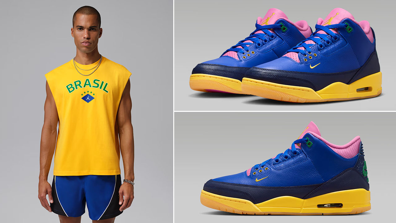 Air Jordan 3 Brazil x Jordan Men’s Sleeveless Graphic T-Shirt to Match Sneakers