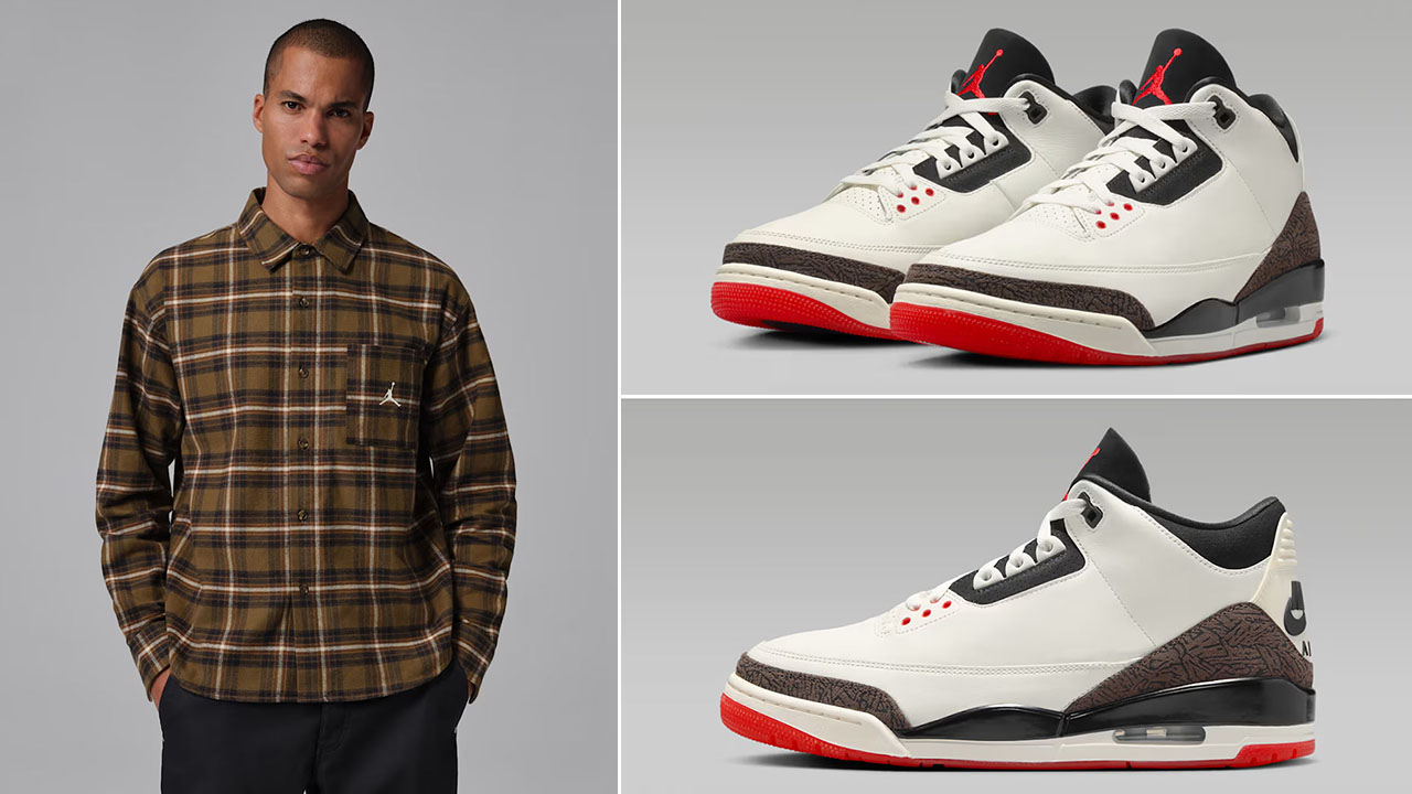 Air Jordan 3 Worlds Best Dad x Jordan Brooklyn Men’s Graphic Flannel Shirt to Match Sneakers