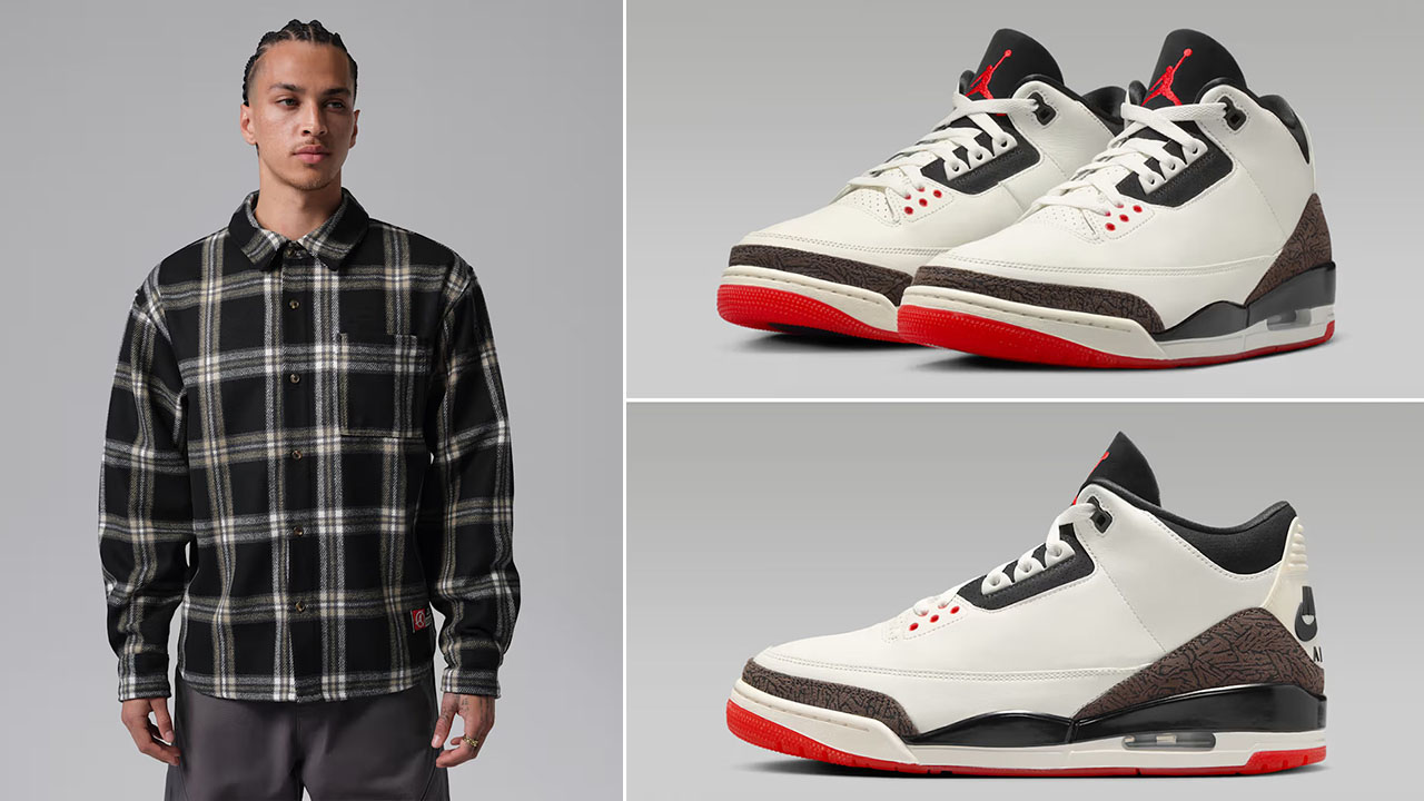 Air Jordan 3 Worlds Best Dad x Jordan Flight Club Men's Graphic Flannel Shirt to Match Sneakers