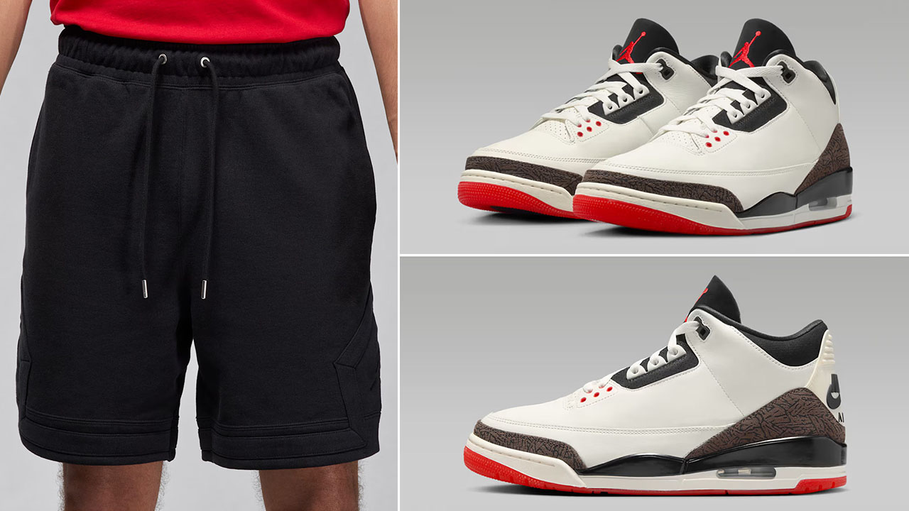 Air Jordan 3 Worlds Best Dad x Jordan Flight Fleece Men's Diamond Black Shorts to Match Sneakers