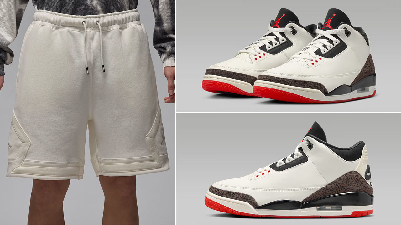 Air Jordan 3 Worlds Best Dad x Jordan Flight Fleece Men's Diamond Sail Shorts to Match Sneakers