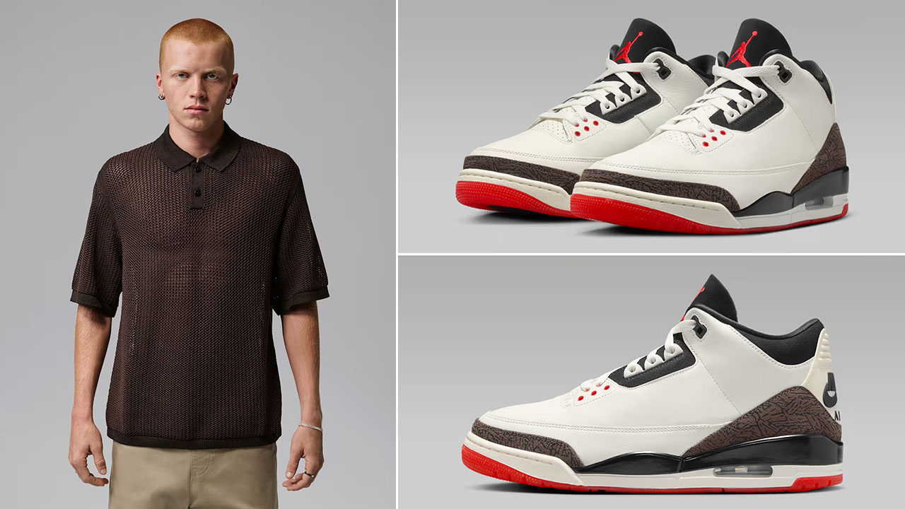 Air Jordan 3 Worlds Best Dad x Jordan Flight Men's Short-Sleeve Knit Polo Shirt to Match Sneakers