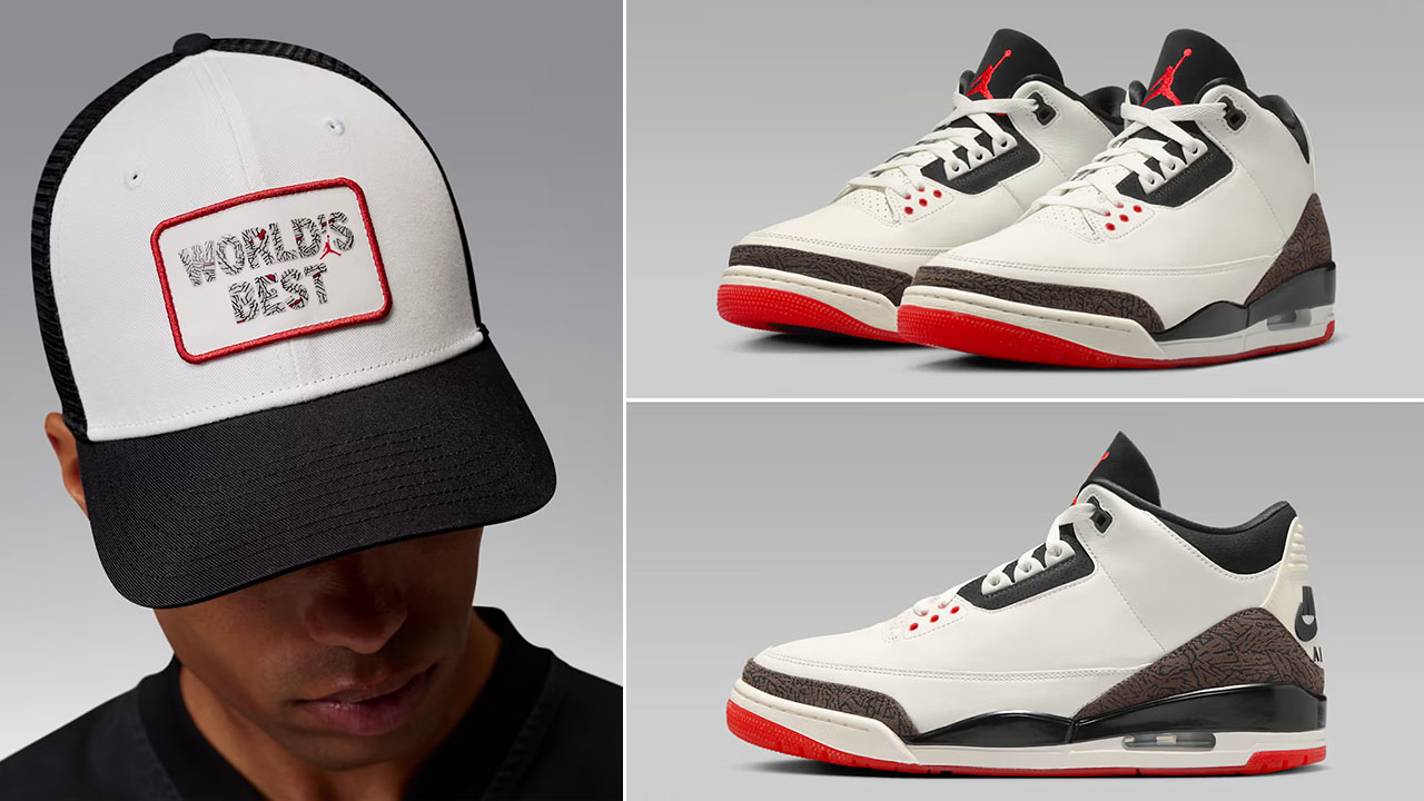 Air Jordan 3 Worlds Best Dad x Jordan Trucker Snapback Hat to Match Sneakers