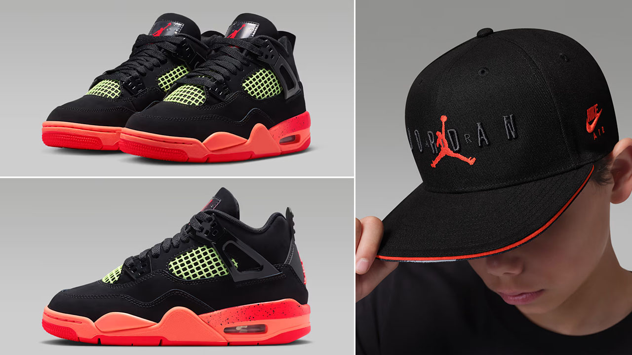 Air Jordan 4 GS Black Infrared 23 Snapback Hat to Match Sneakers