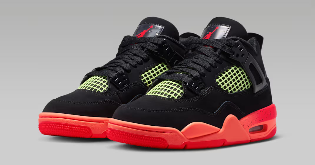 Air Jordan 4 GS Black Infrared Big Kids Shoes 1