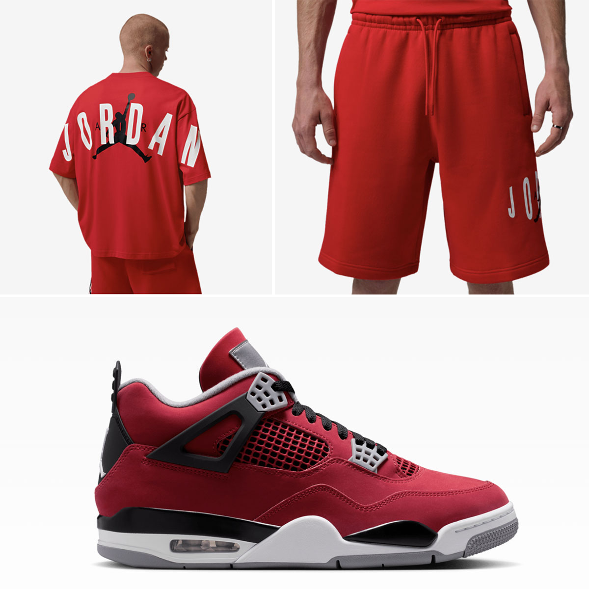 Air Jordan 4 Toro Bravo 2026 Fire Red Shirt and Shorts Outfit