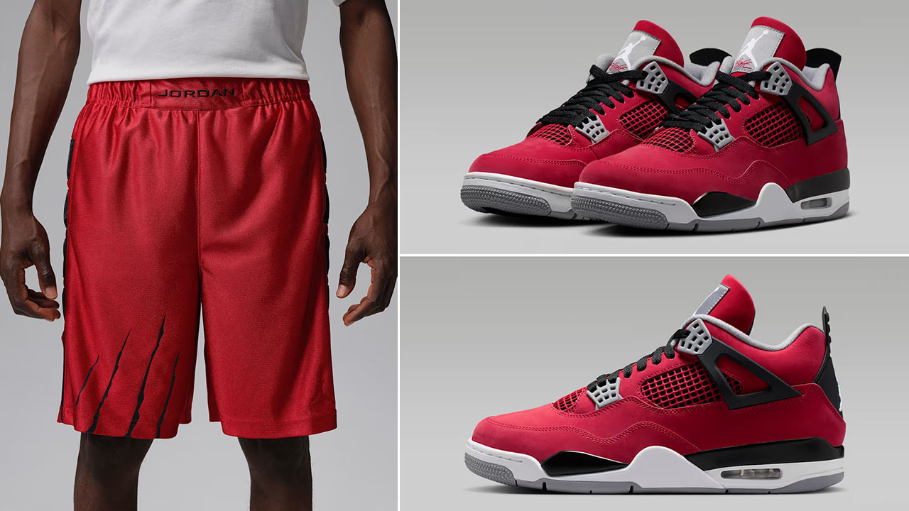 Air Jordan 4 Toro Bravo 2026 x Jordan Brooklyn Cat Scratch Men's Red Shorts to Match Sneakers