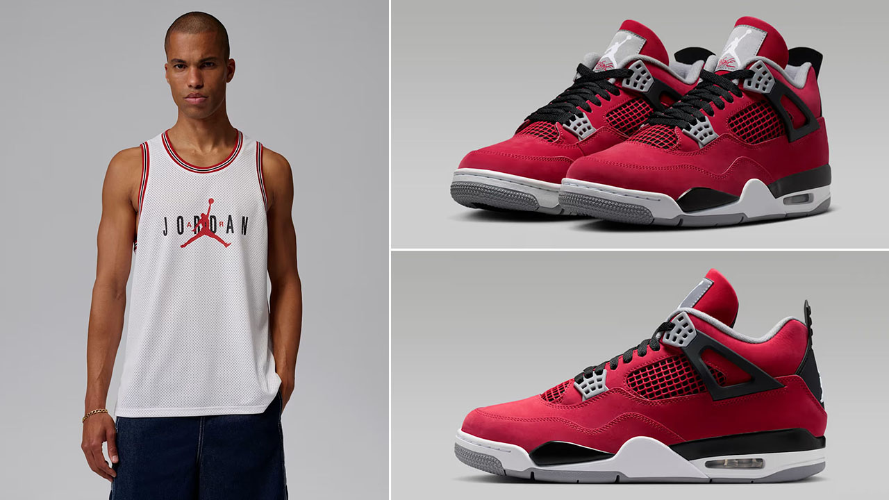 Air Jordan 4 Toro Bravo 2026 x Jordan Brooklyn Men’s Mesh White Jersey to Match Sneakers