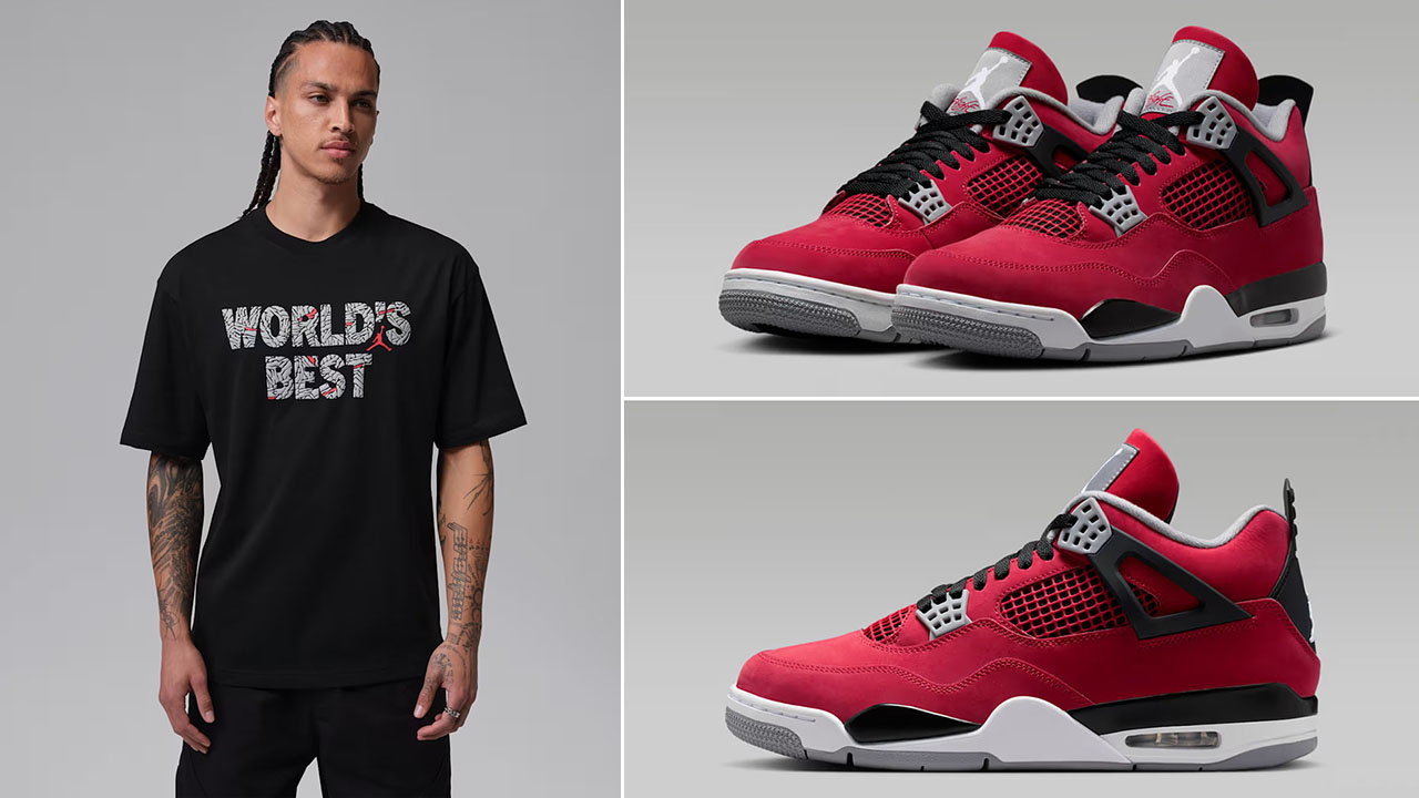 Air Jordan 4 Toro Bravo 2026 x Jordan Brooklyn Worlds Best Mens Black T Shirt to Match Sneakers