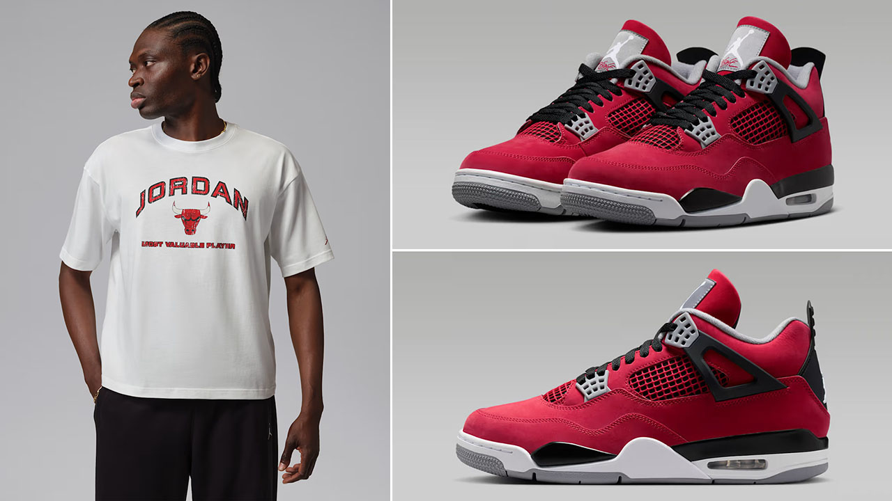 Air Jordan 4 Toro Bravo 2026 x Jordan Flight Essentials Men’s Boxy Graphic White T-Shirt to Match Sneakers