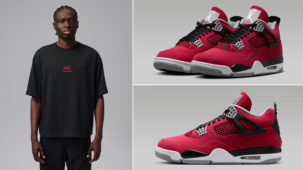Air Jordan 4 Toro Bravo 2026 x Jordan Flight Men’s Oversized Graphic Black T-Shirt to Match Sneakers