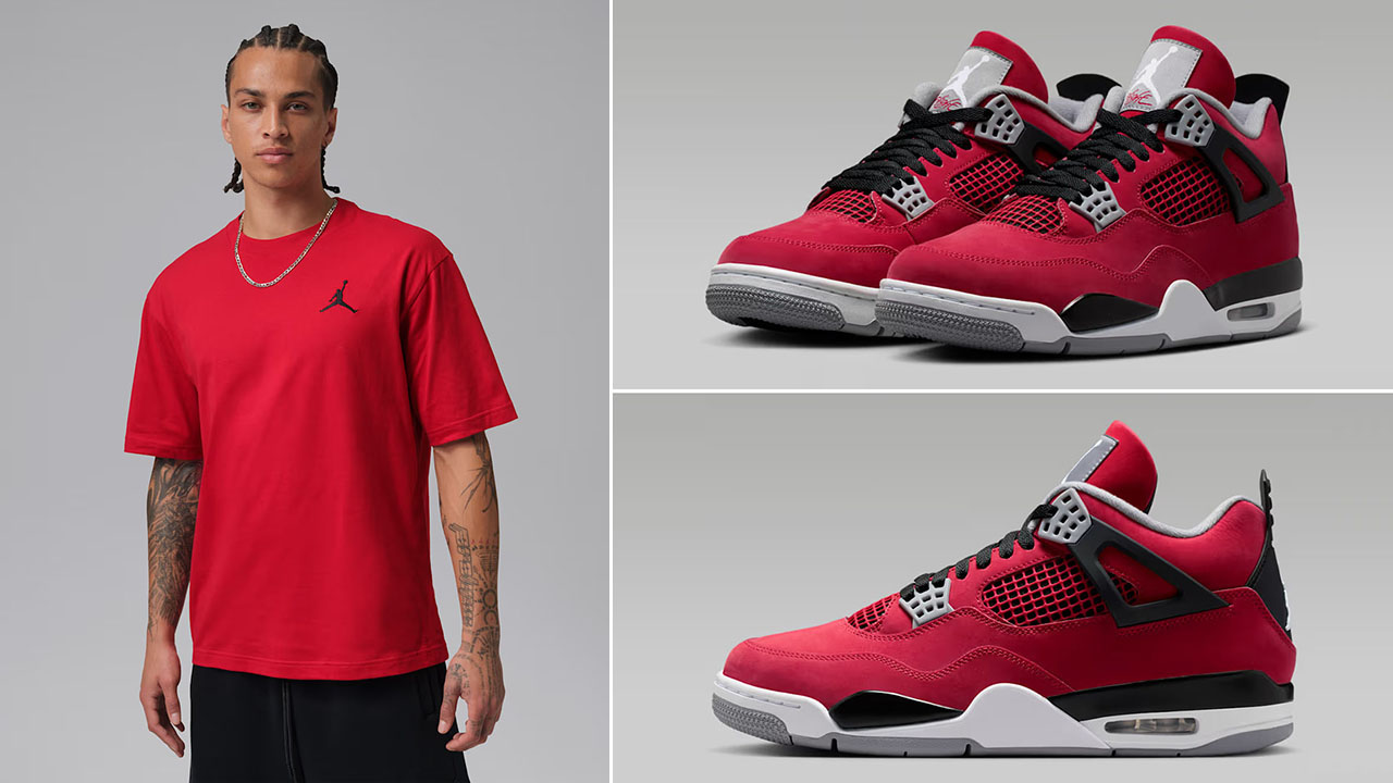 Air Jordan 4 Toro Bravo 2026 x Jordan Men's Embroidered Jumpman Red T-Shirt to Match Sneakers