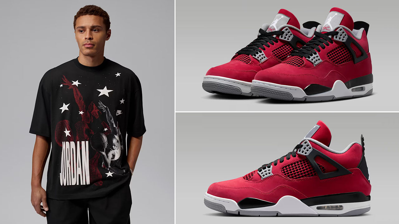 Air Jordan 4 Toro Bravo 2026 x Jordan Men's Toro Oversized Black T-Shirt to Match Sneakers