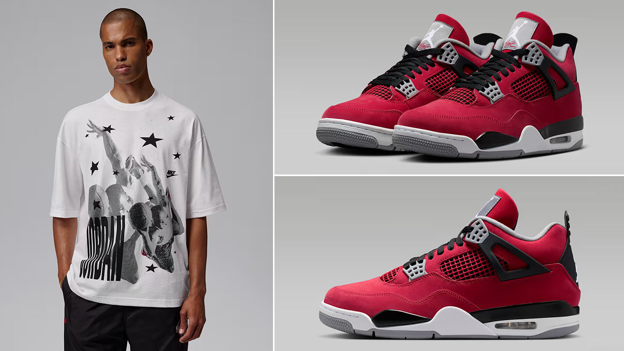 Air Jordan 4 Toro Bravo 2026 x Jordan Men's Toro Oversized White T-Shirt to Match Sneakers