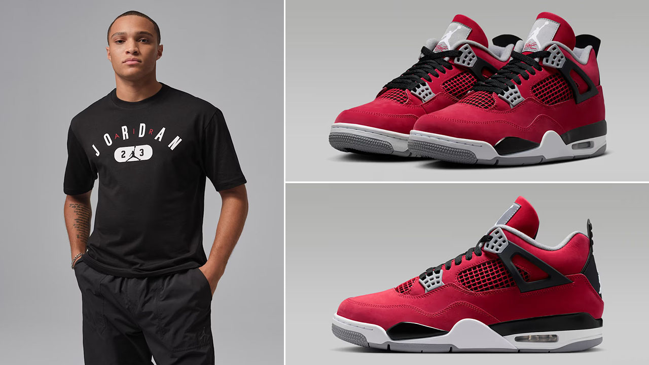 Air Jordan 4 Toro Bravo 2026 x Jordan Wordmark Mens Black Graphic T Shirt to Match Sneakers