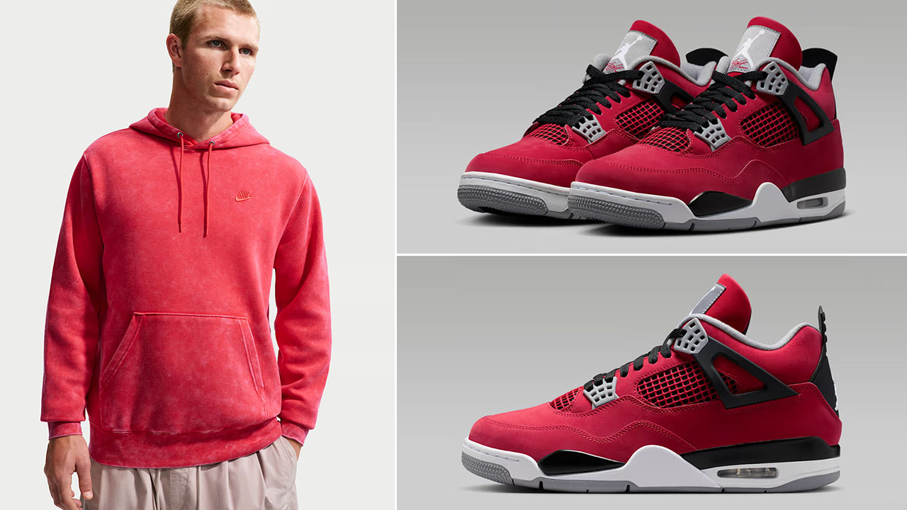 Air Jordan 4 Toro Bravo 2026 x Nike Sportswear Club Washed Fleece Hoodie to Match