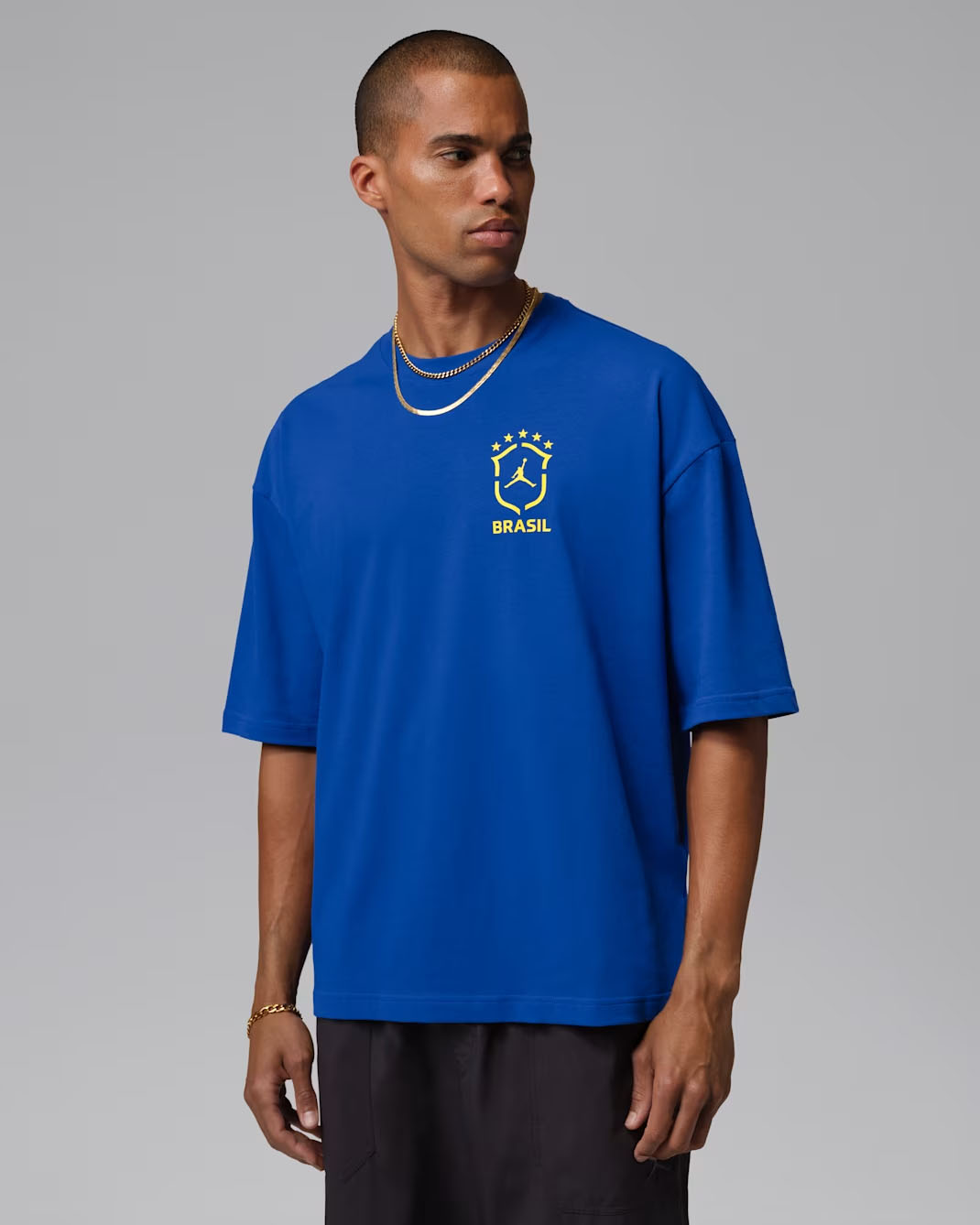 Air Jordan 85 Brazil Men's Oversized Graphic Crew-Neck T-Shirt Royal Blue 1