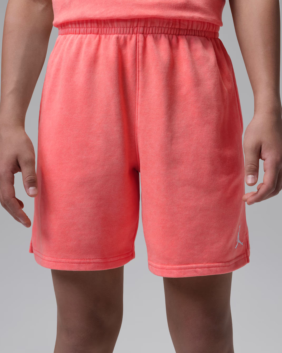 Jordan Big Kids' Brooklyn Washed French Terry Shorts Bright Mango 1