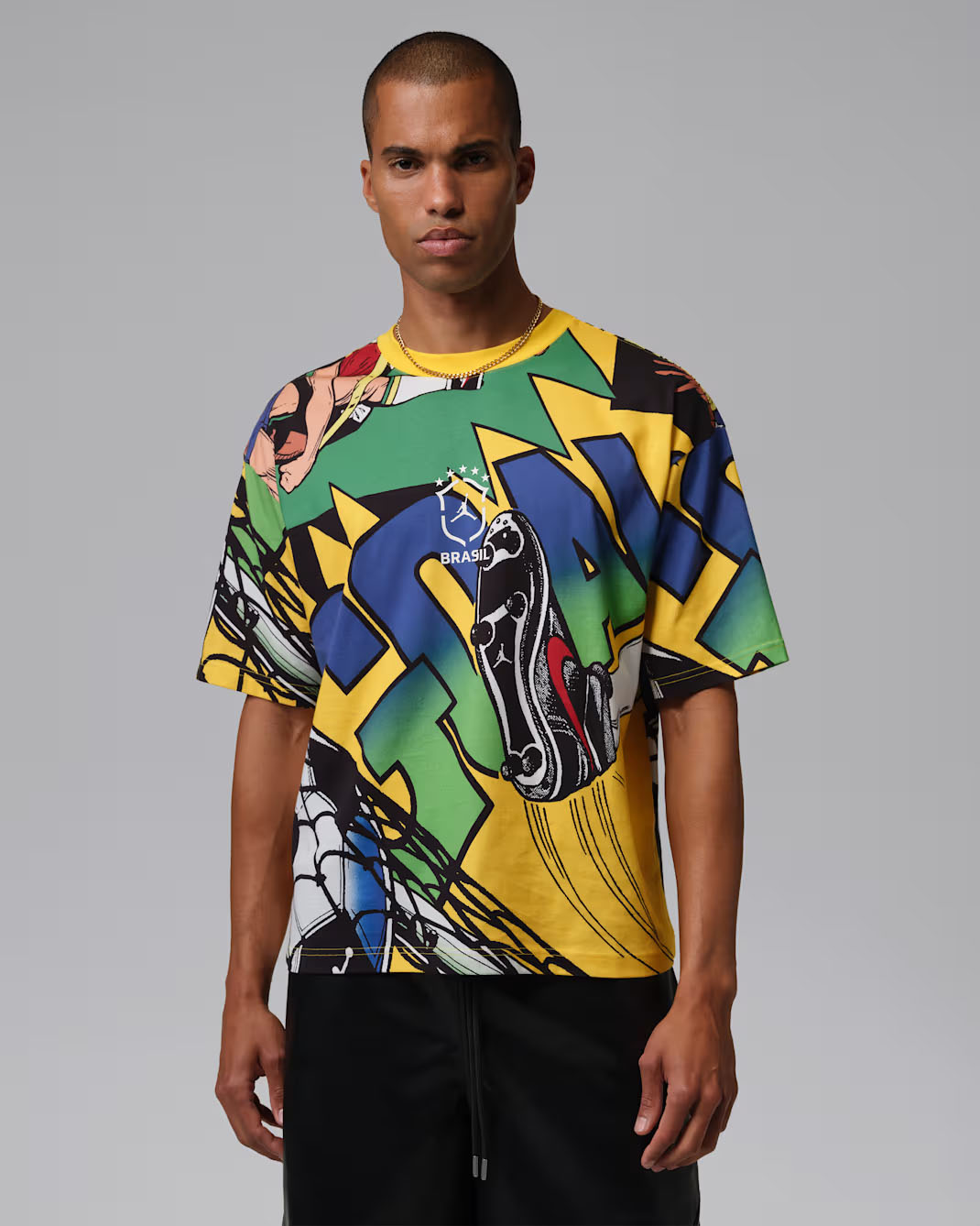 Jordan Brazil Soccer Allover Print Essentials Men's Boxy T-Shirt 1