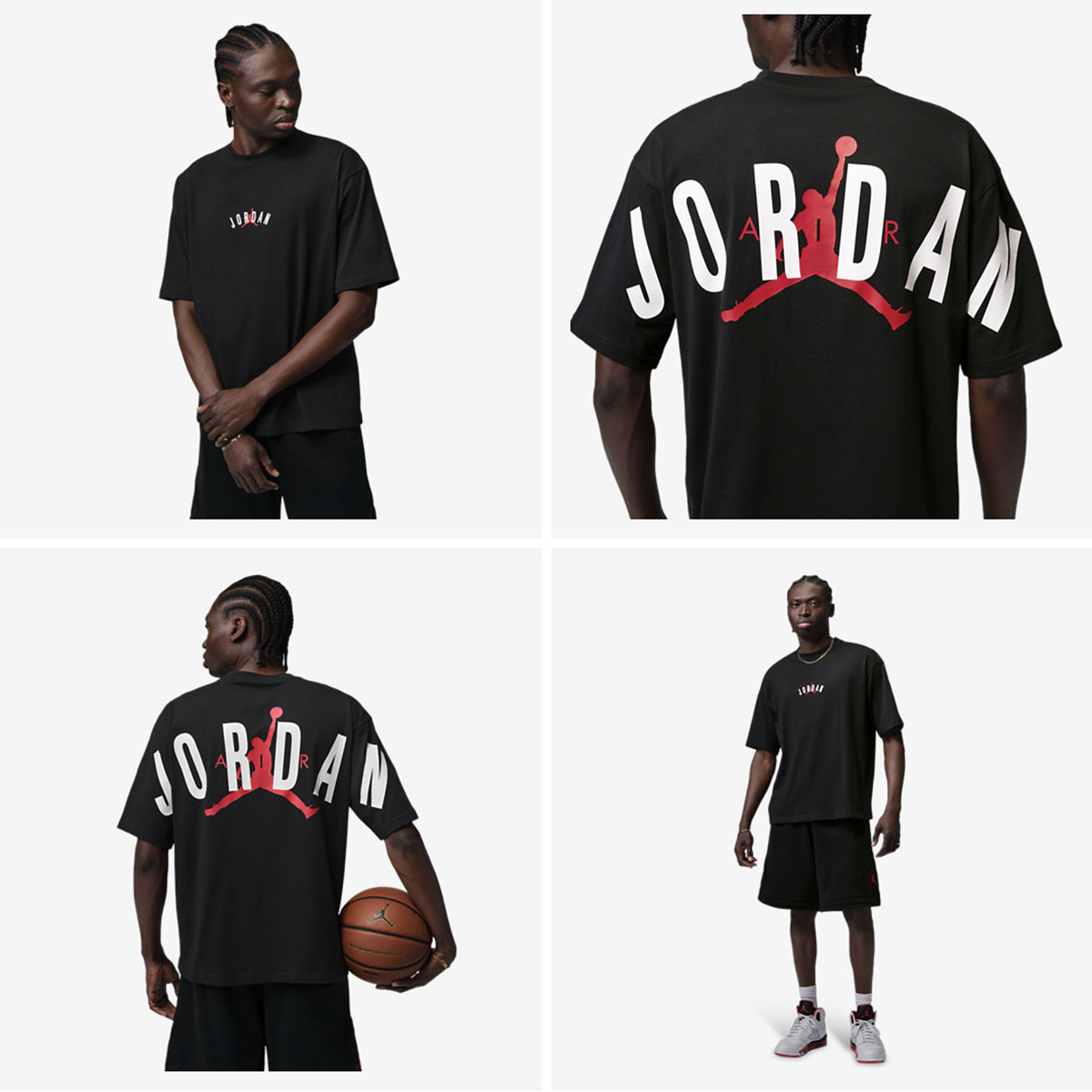 Jordan Brooklyn Back Stretch Men's Oversized T-Shirt Black White Red
