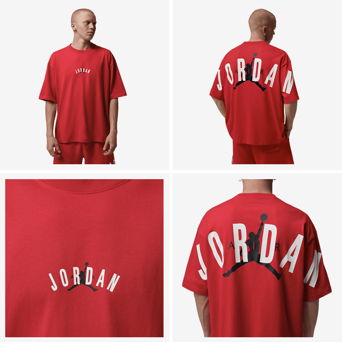 Jordan Brooklyn Back Stretch Men's Oversized T-Shirt Fire Red