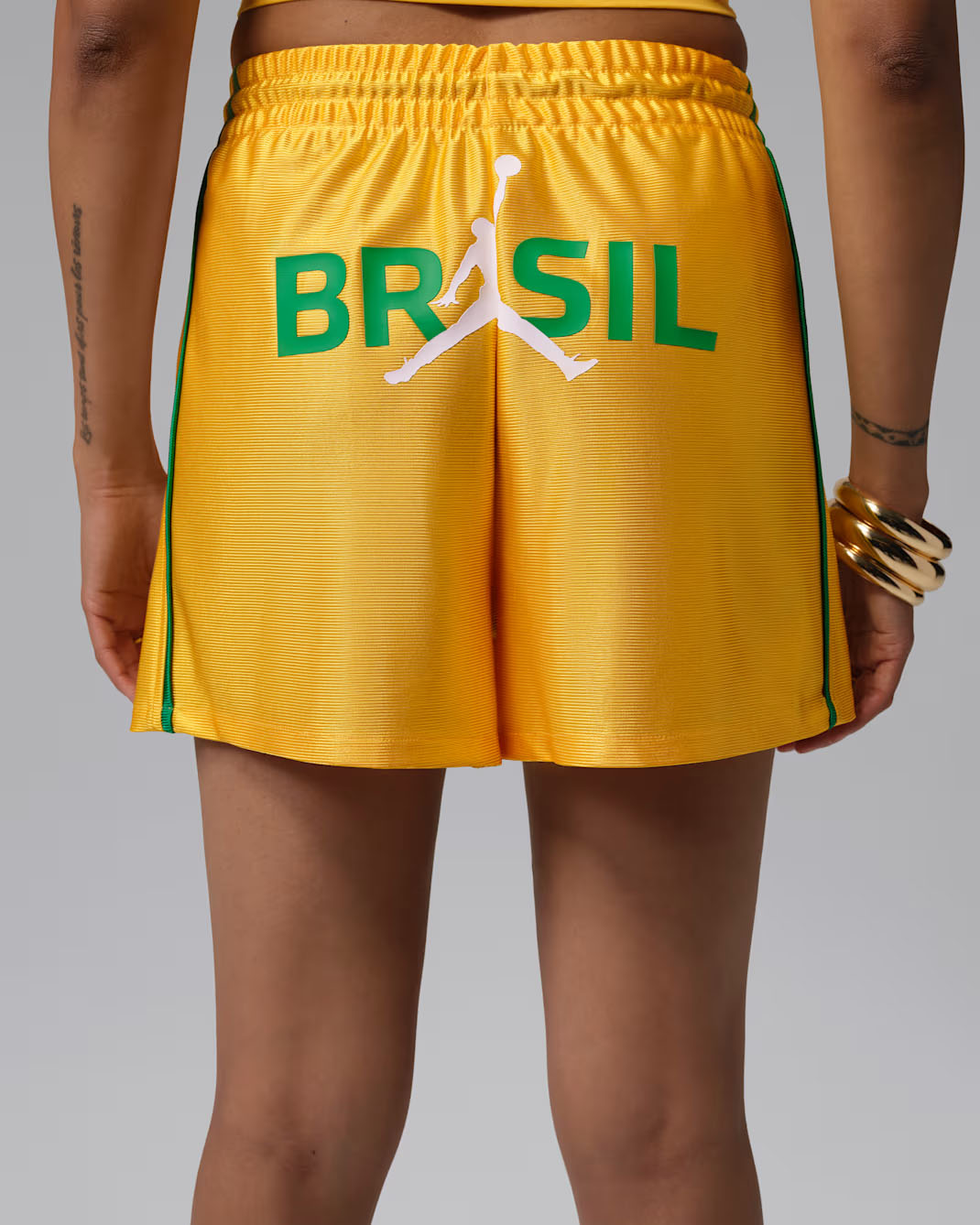 Jordan Brooklyn Women's Knit Brazil Shorts Varsity Maize Yellow Green 2