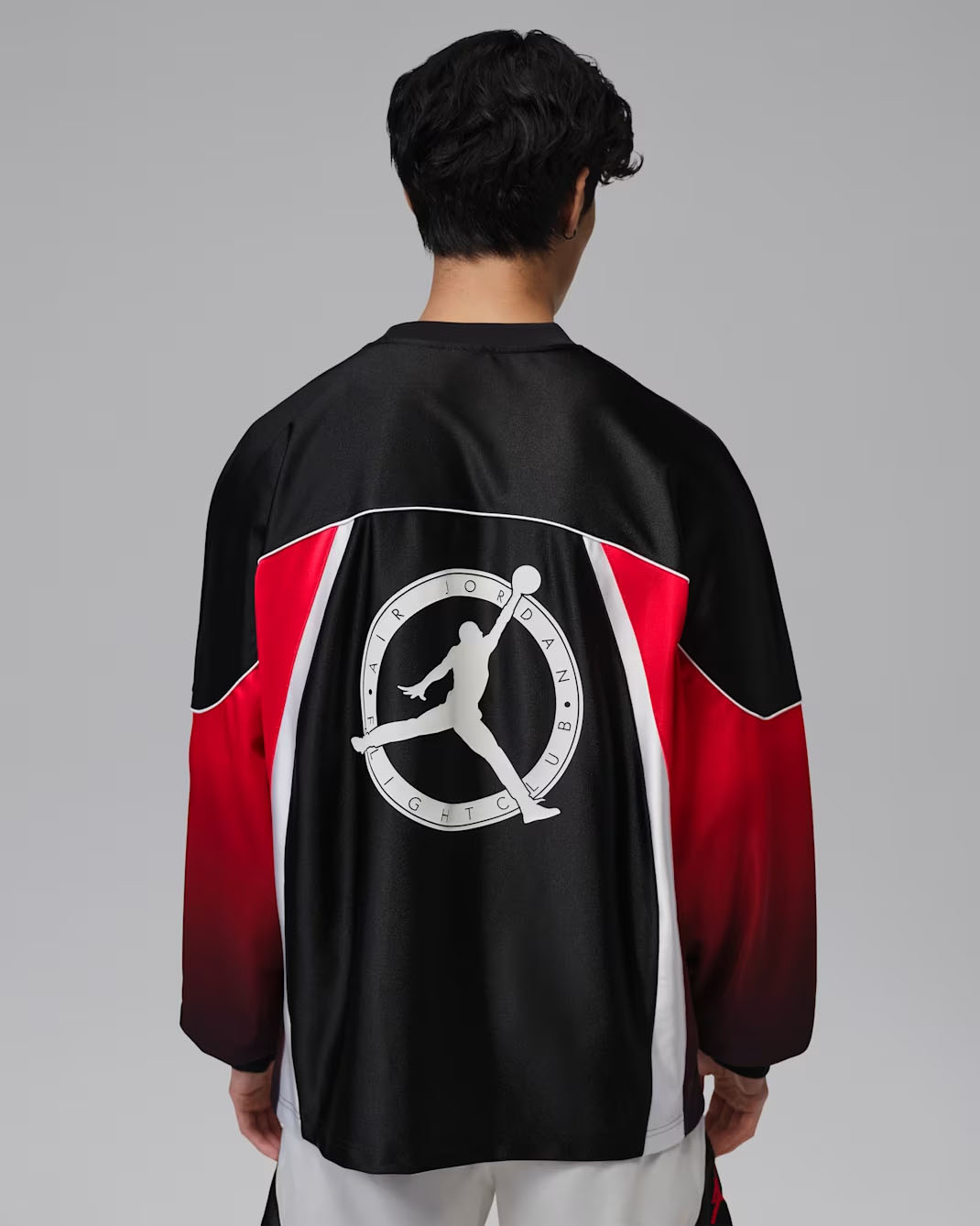 Jordan Flight Club Men's Jersey Black White Red Back View
