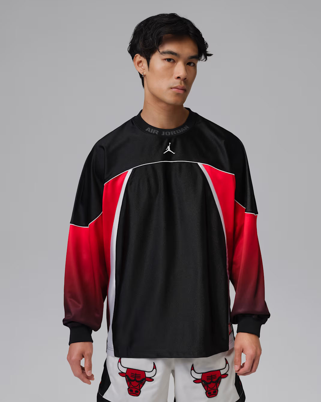 Jordan Flight Club Men's Jersey Black White Red Front View