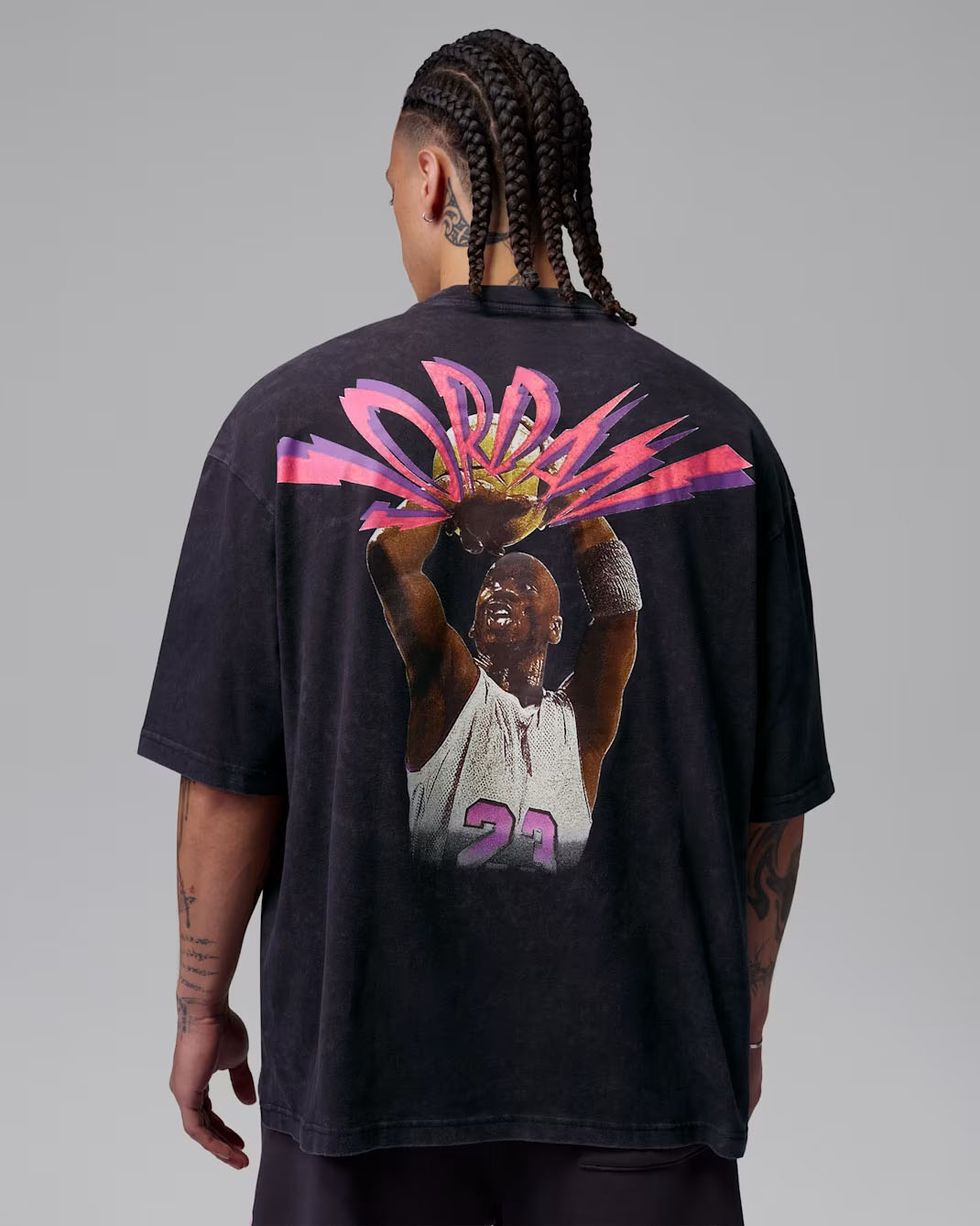 Jordan Flight World Tour Festival Men's Graphic T-Shirt Black Pink 2