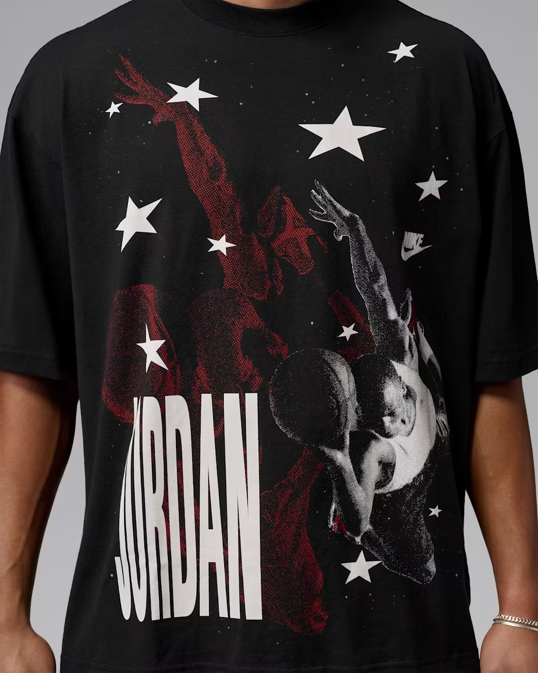 Jordan Men's Oversized Graphic T-Shirt Black White Red 3