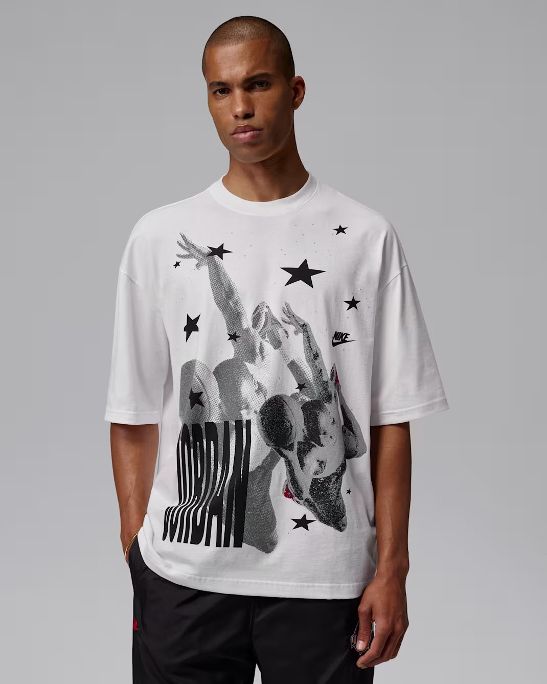 Jordan Men's Oversized Graphic T-Shirt White Black Red 1