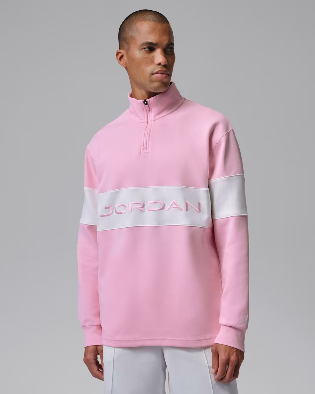 Jordan Sport Men's Dri-FIT 1:4-Zip Golf Top Pink Sail