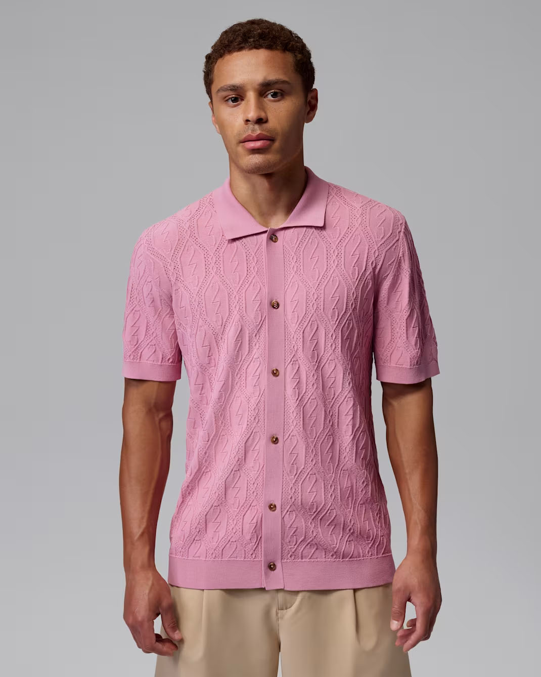 Jordan Sport Men's Golf Button-Down Shirt Pink