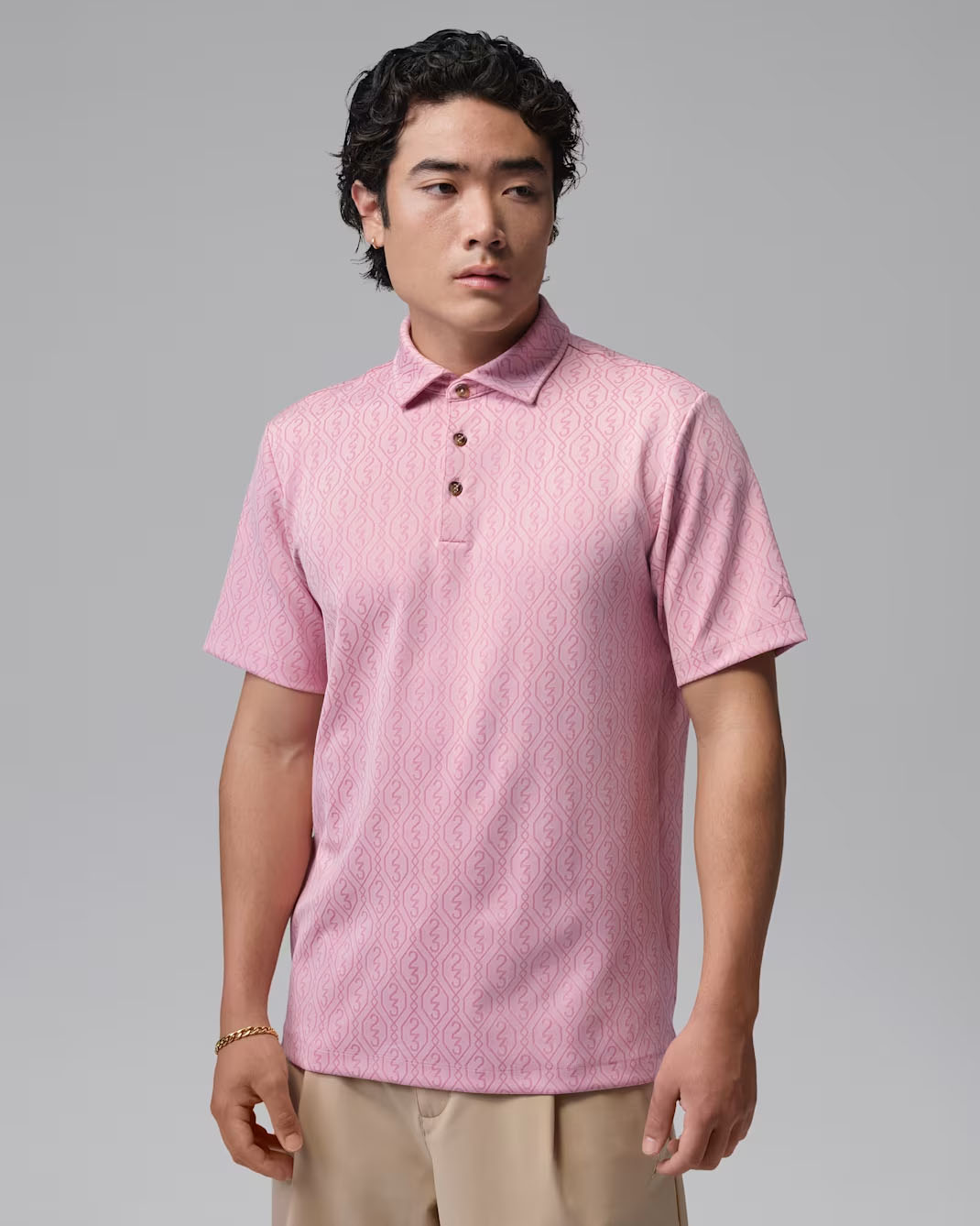 Jordan Sport Men's Golf Jacquard Polo Pink 1