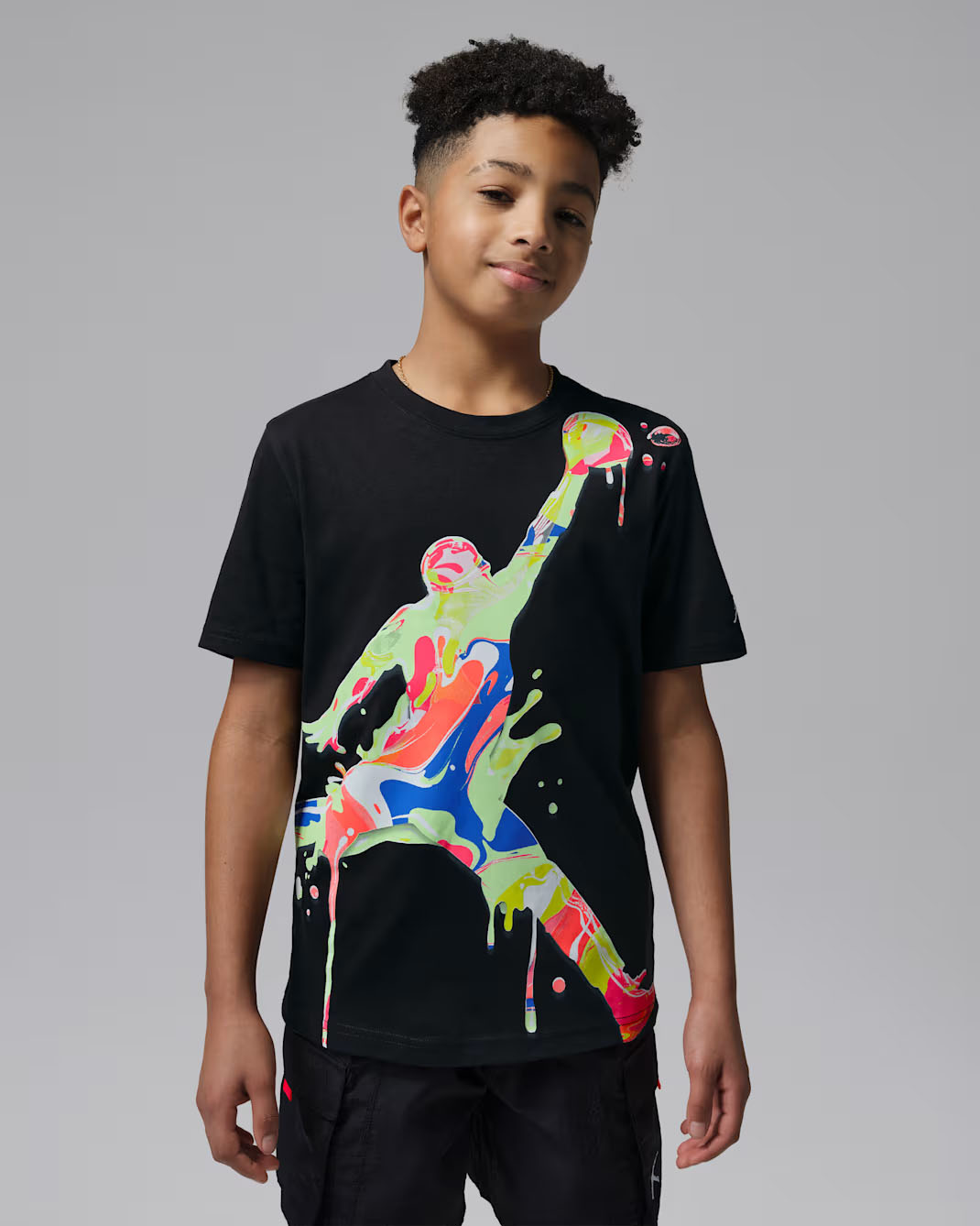 Jordan Super Splash Big Kids' Paint Spill Jumpman T-Shirt Black