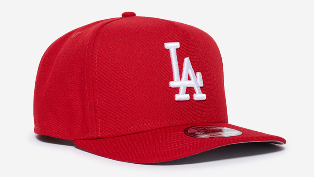 LA Dodgers New Era Red White 9FIFTY A Frame Snapback Hat
