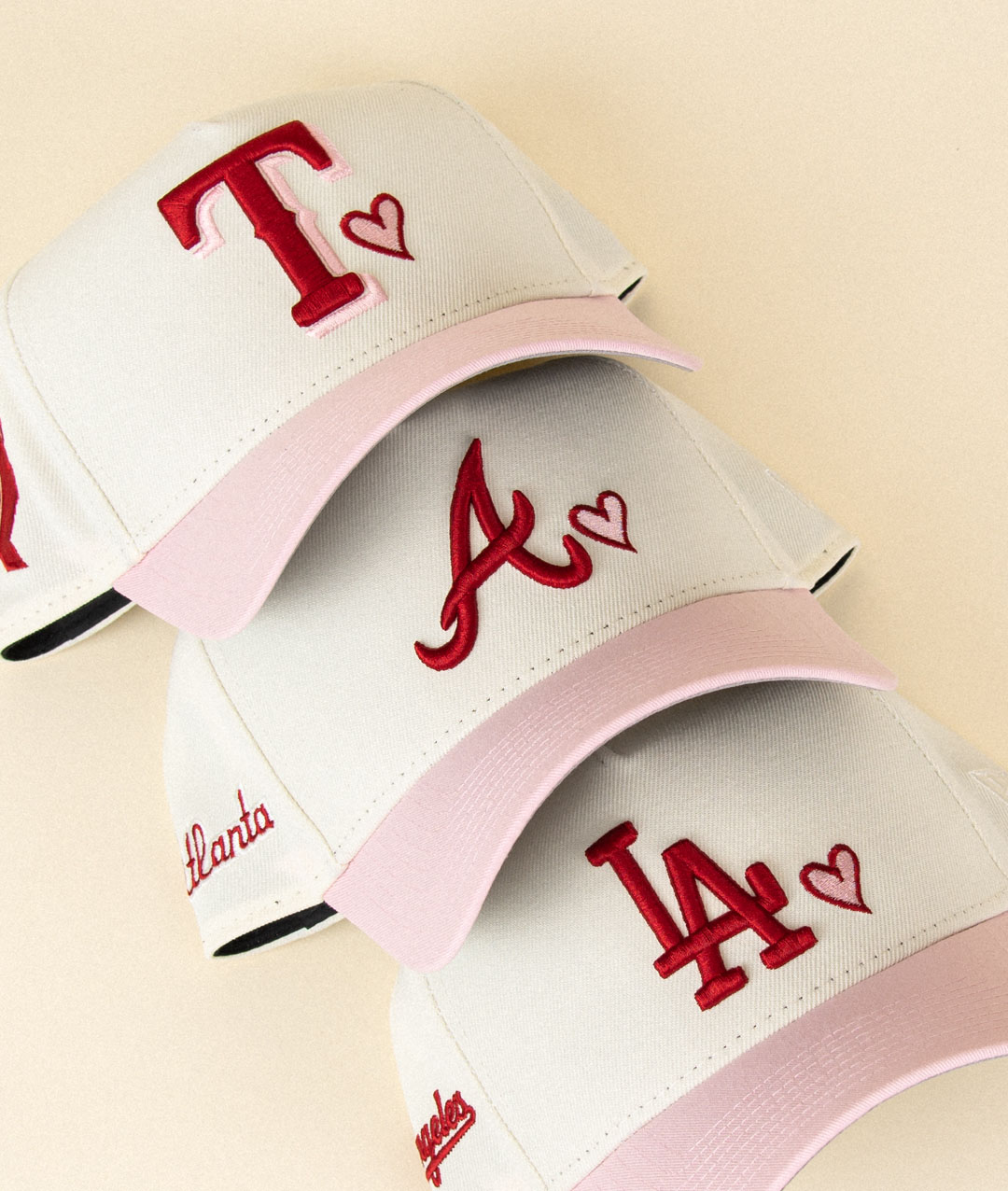 New Era A Frame Chrome Pink Heart Snapback Hats