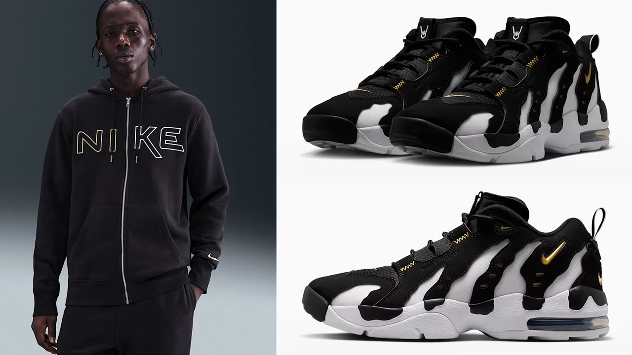 Nike Air DT Max 96 Low Black White x Nike Club Fleece Full-Zip Graphic Hoodie to Match Sneakers